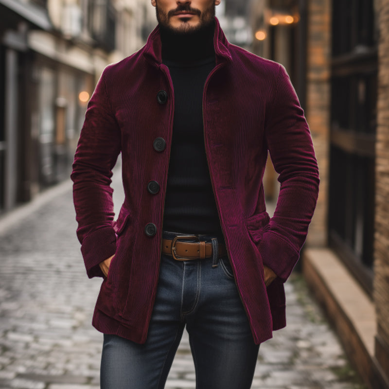Winterjacke Kurzmantel Mit Stehkragen | Einreihig Mit Knöpfen