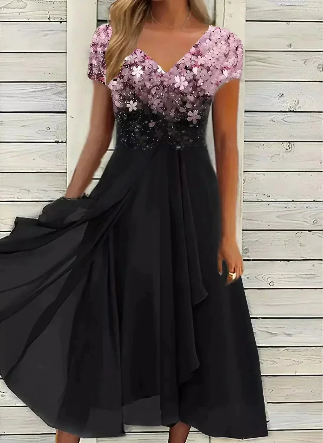 Abendkleider Damen kurzärmelig floral