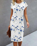 Sommerkleider Damen Kurzarm Blumenprint