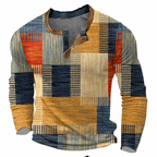 Stilvolles Henley-Shirt Herren langärmelig gemustert