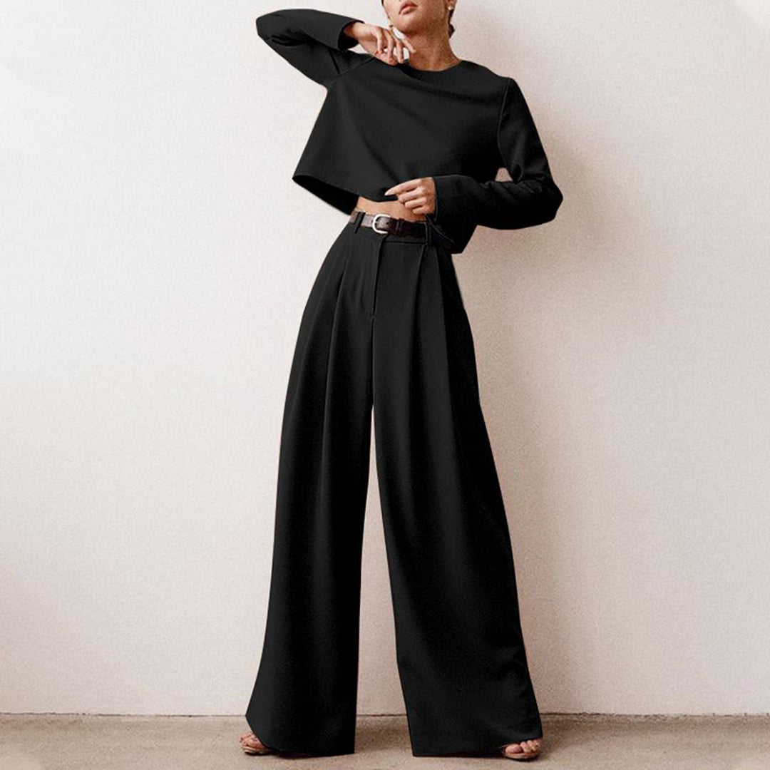 Hosen-Set Damen mit Croptop weites Bein