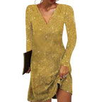 Elegantes Wickelkleid V-Ausschnitt Pailletten
