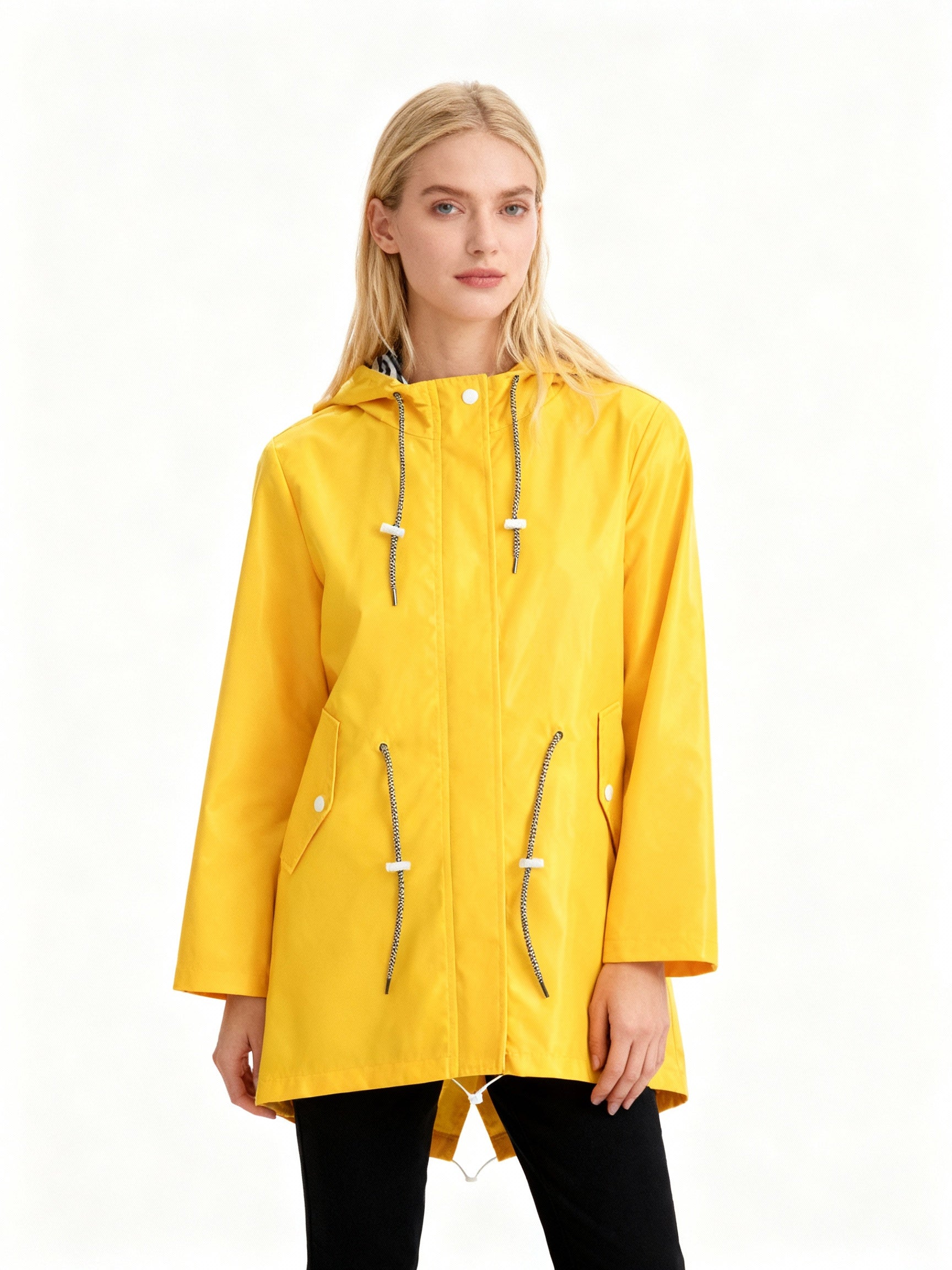 Damen Regenjacke Lang mit Kapuze