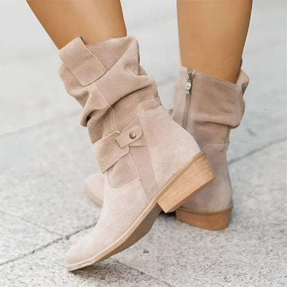 Damen Stiefeletten mit Faltenoptik