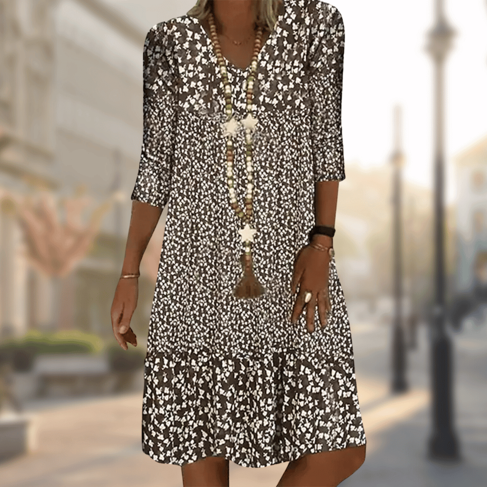 Sommerkleider mit V-Ausschnitt Blumenprint – Ansicht 3