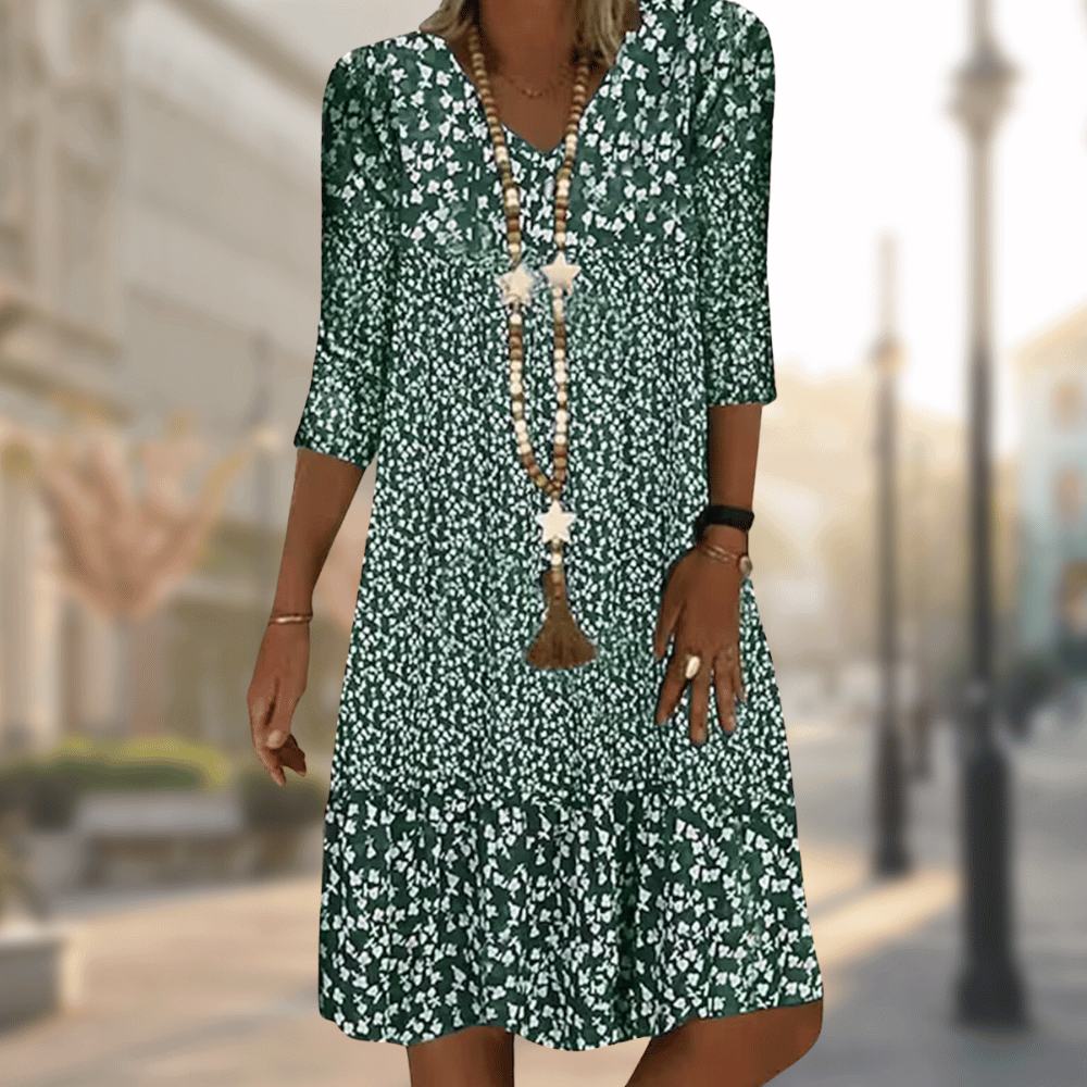 Sommerkleider mit V-Ausschnitt Blumenprint – Ansicht 4
