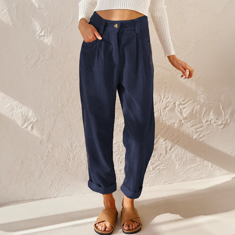 Damen Hohe Taille Cord Hosen