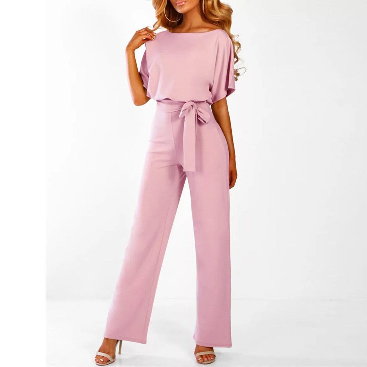 Jumpsuit Damen Kurzarm mit Gürtel