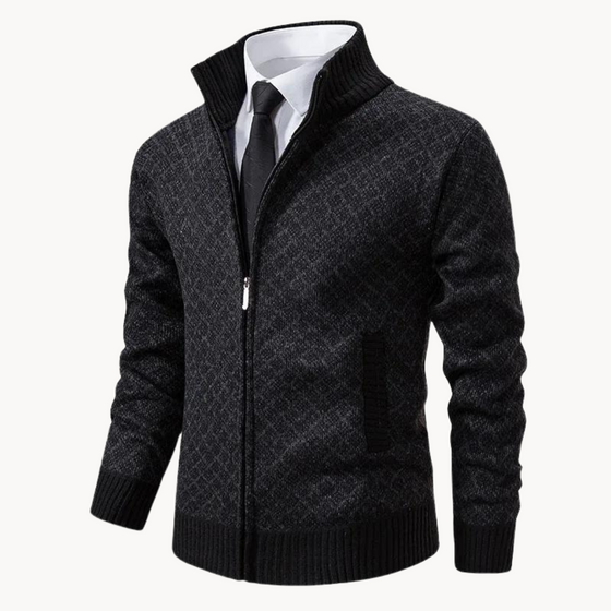 Pullover mit Reißverschluss | Gerippter Kragen und Strukturmuster