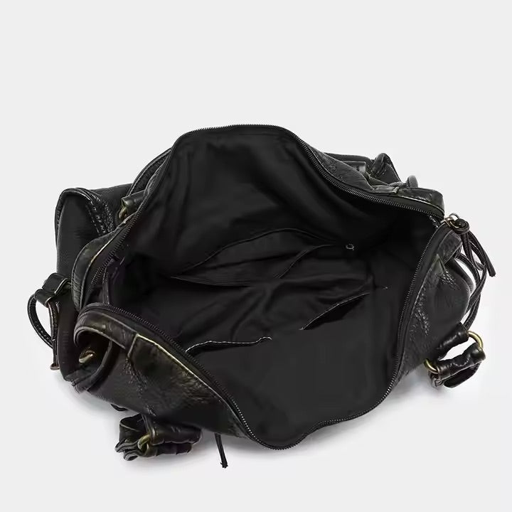 Vintage Look Schultertasche Damen mit Reißverschluss – Ansicht 3
