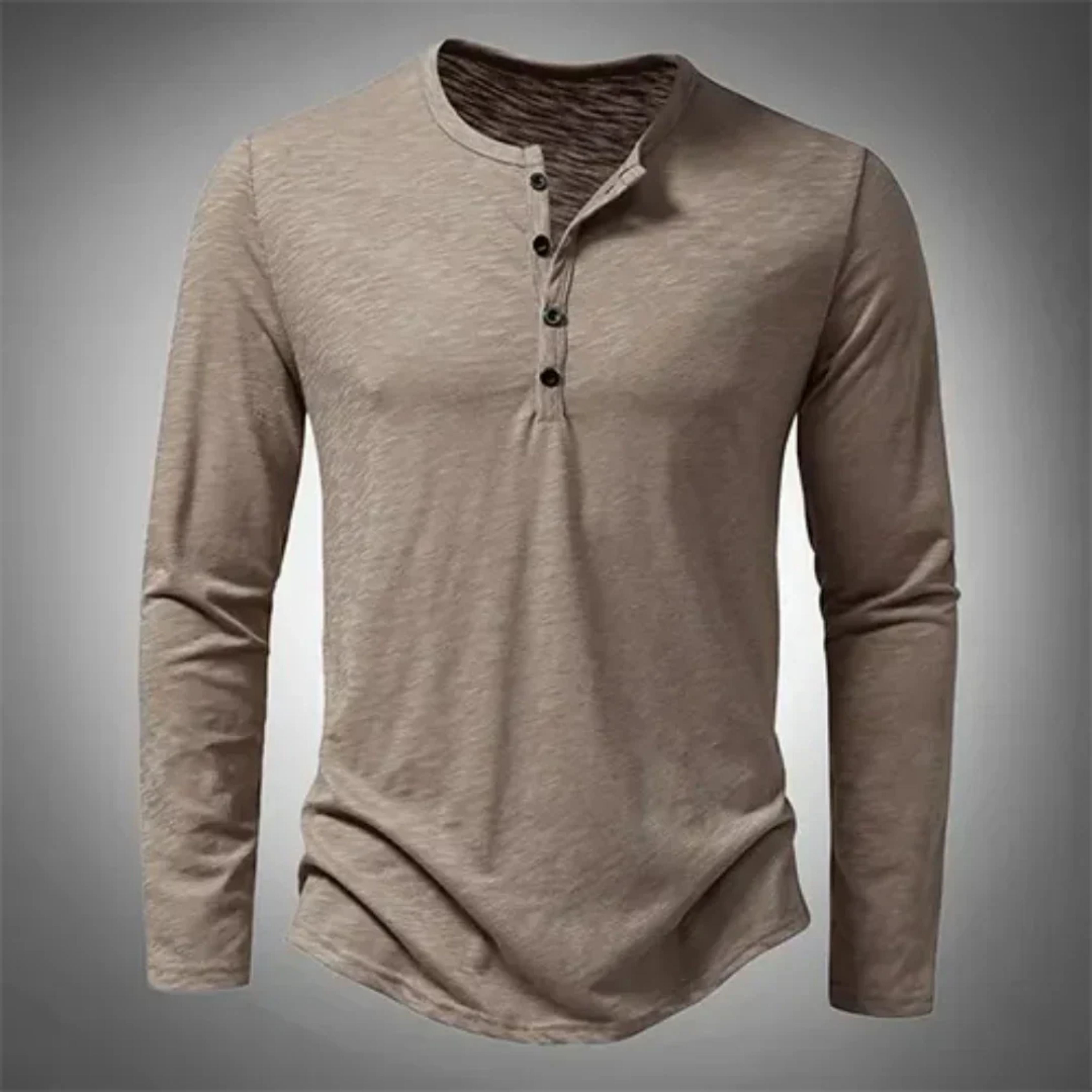 Herren Henley-Shirt langarm mit Knopfleiste