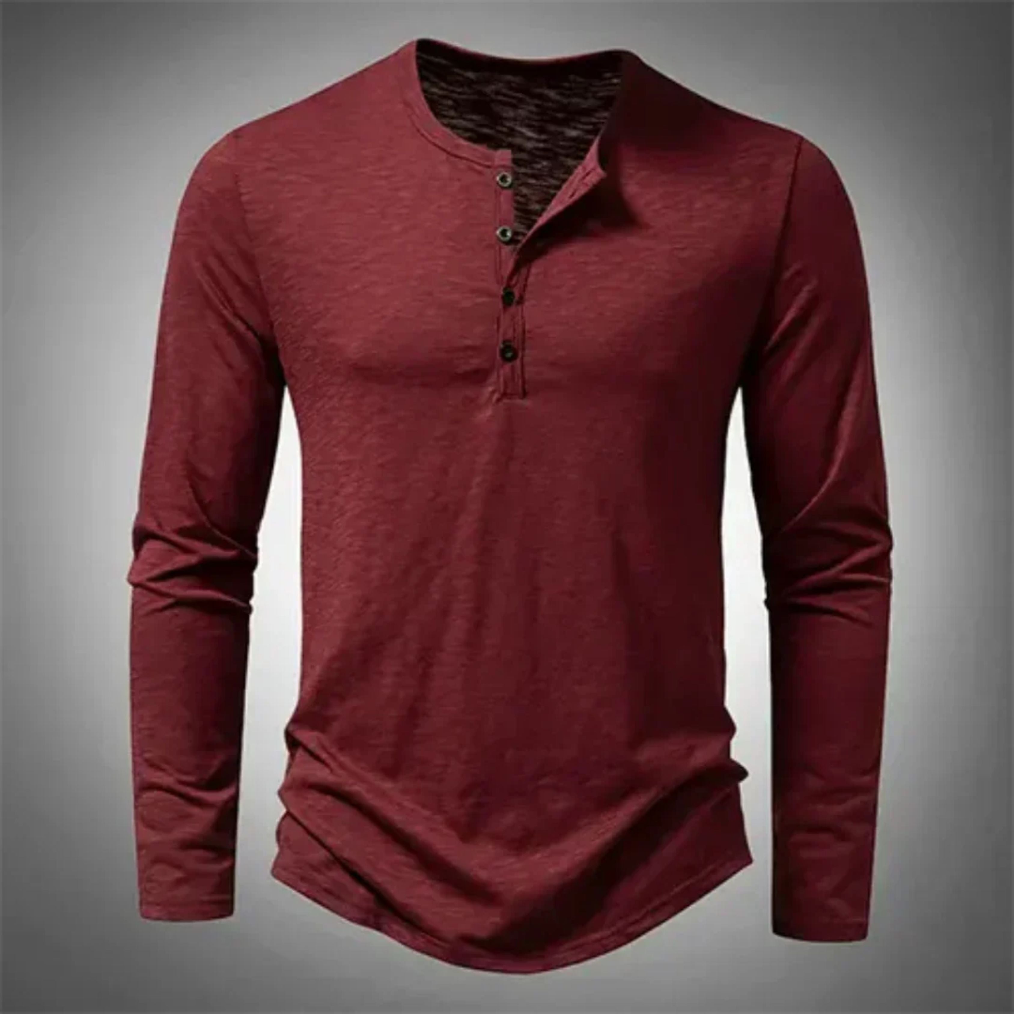 Herren Henley-Shirt langarm mit Knopfleiste