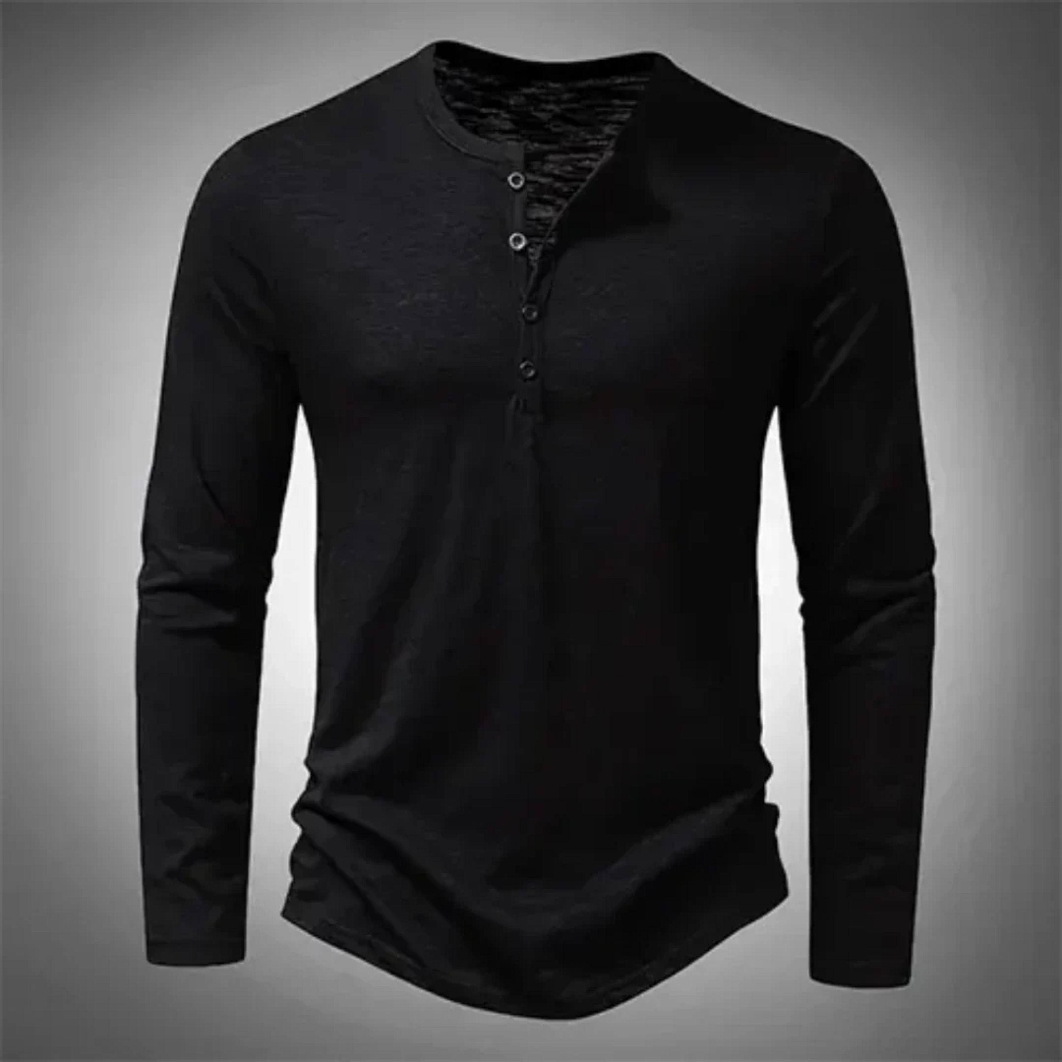 Herren Henley-Shirt langarm mit Knopfleiste – Ansicht 4