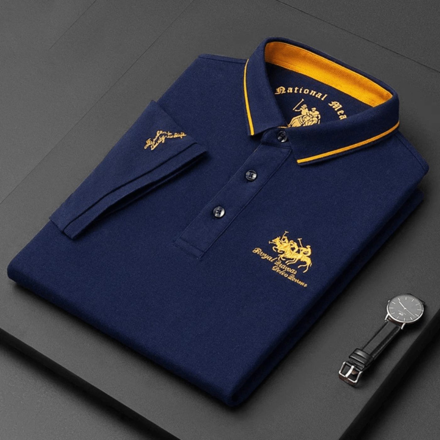Herren Stilvolles Poloshirt mit Kontrastkragen Stickerei