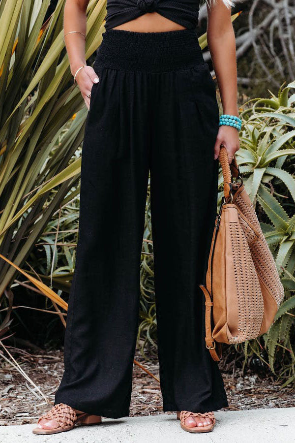Hoch taillierte Hose Damen weites Bein