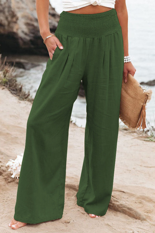 Hoch taillierte Hose Damen weites Bein