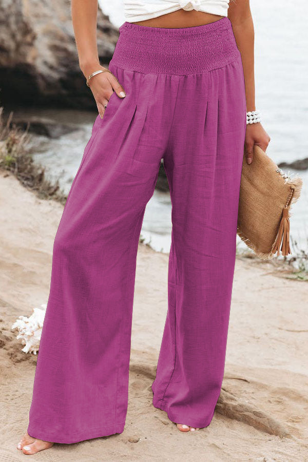 Hoch taillierte Hose Damen weites Bein