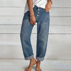 Jeans Damen weit mit Knopfleiste