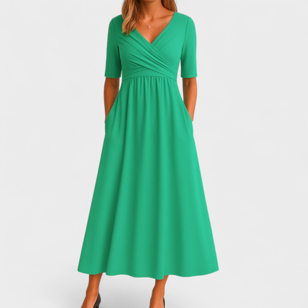 Sommerkleid Damen Midi V-Ausschnitt