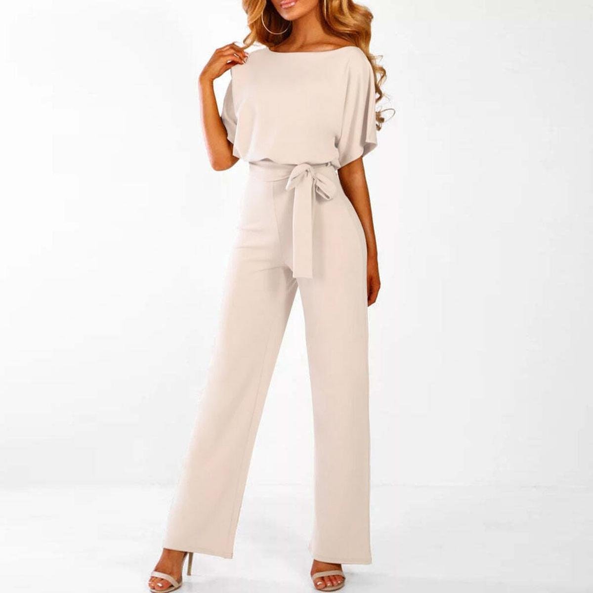 Jumpsuit Damen Kurzarm mit Gürtel