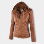 Kunstlederjacke mit Kapuze Tailliert Damen