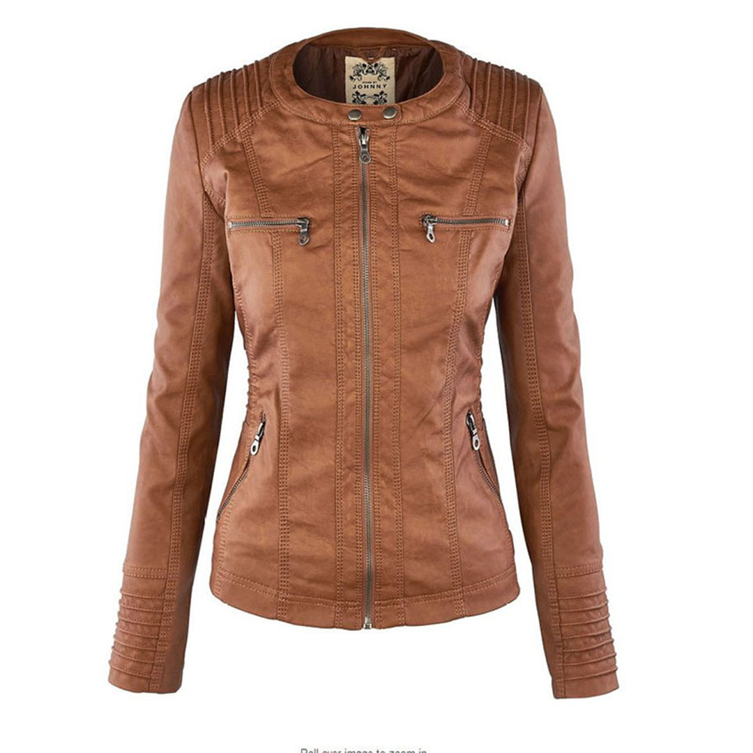 Kunstlederjacke mit Kapuze Tailliert Damen