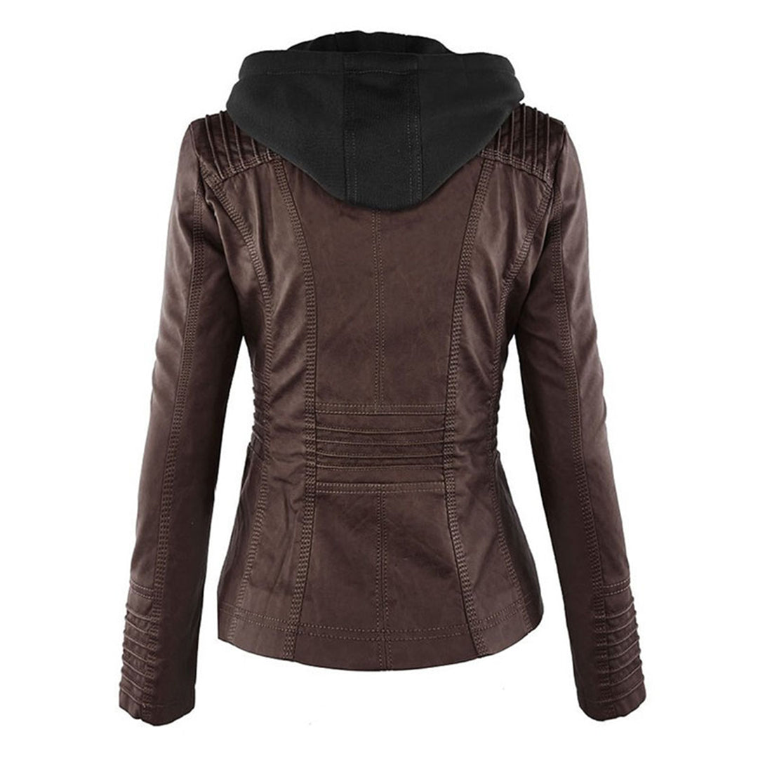 Kunstlederjacke mit Kapuze Tailliert Damen