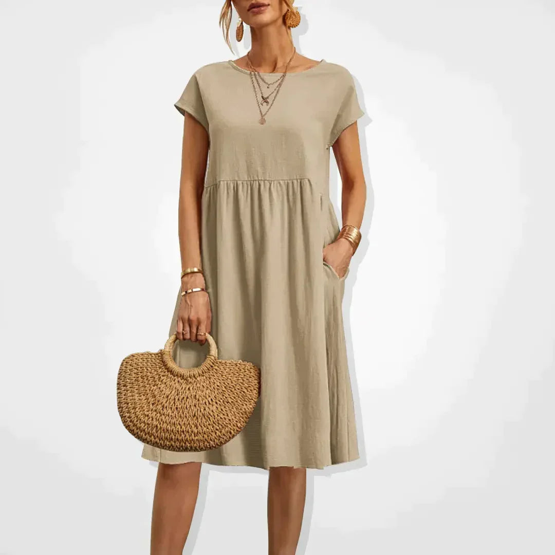 Sommerkleider Damen Kurzarm mit Taschen