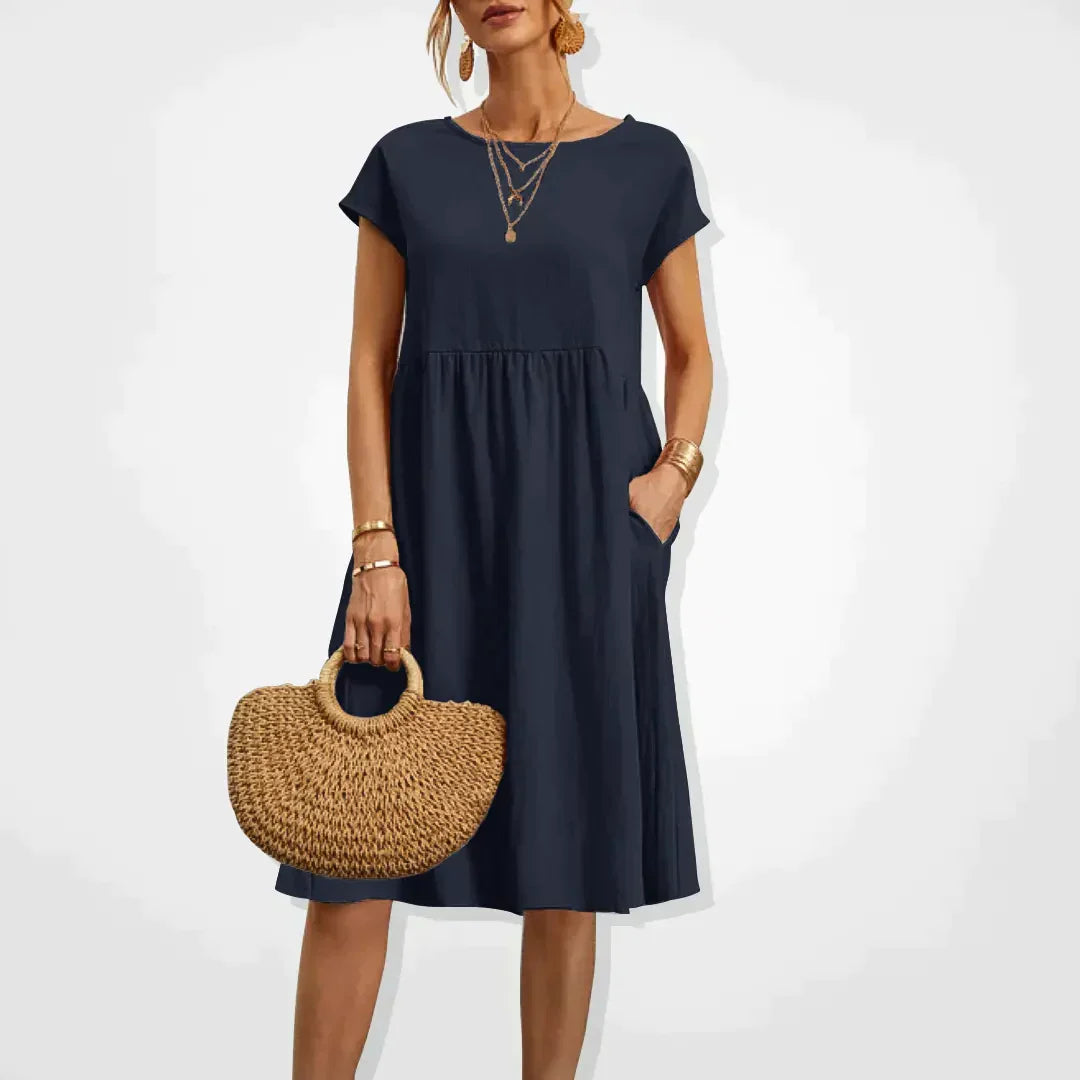 Sommerkleider Damen Kurzarm mit Taschen – Ansicht 8