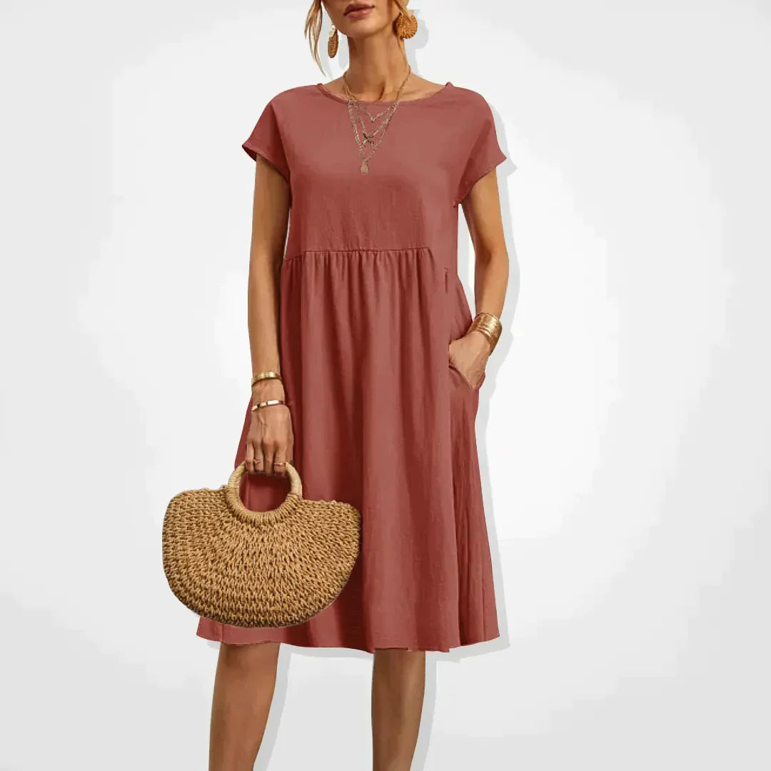 Sommerkleider Damen Kurzarm mit Taschen – Ansicht 4