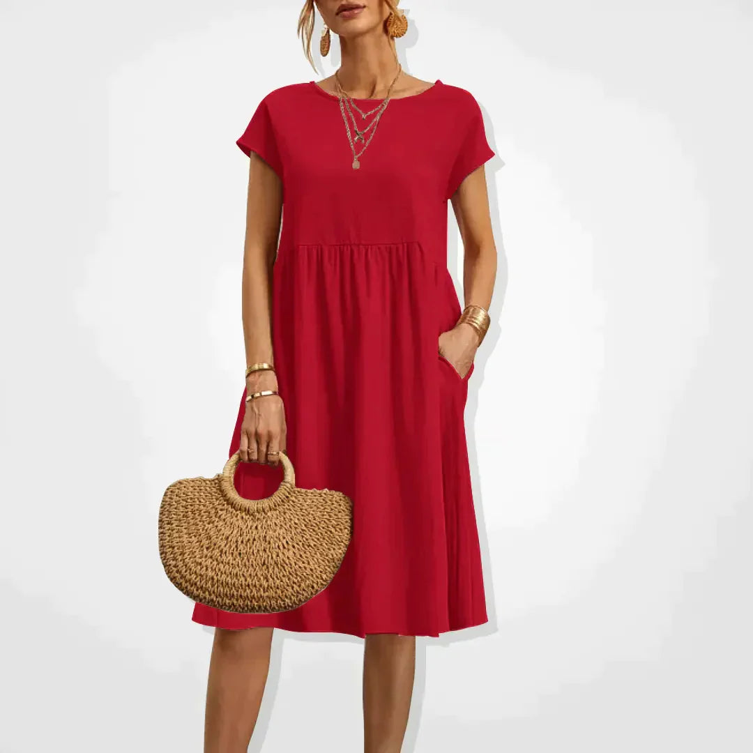 Sommerkleider Damen Kurzarm mit Taschen – Ansicht 3