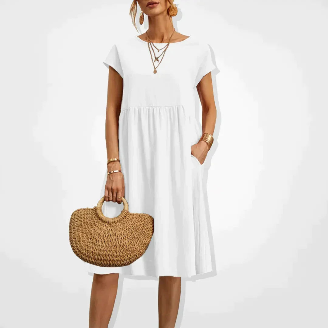 Sommerkleider Damen Kurzarm mit Taschen