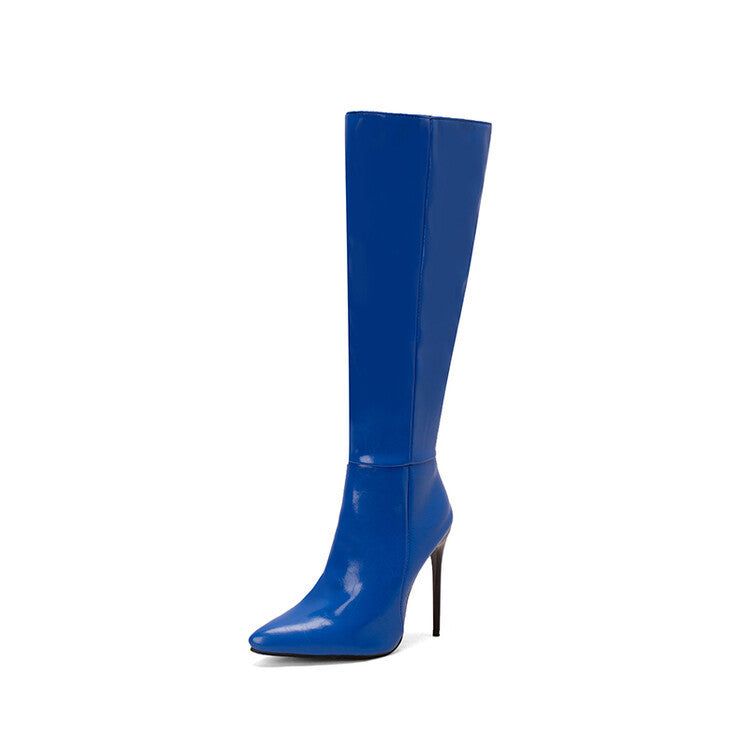 Kniehohe Stiefel | Spitz mit Absatz und Reissverschluss