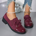Damen Loafers mit Schleife Blockabsatz