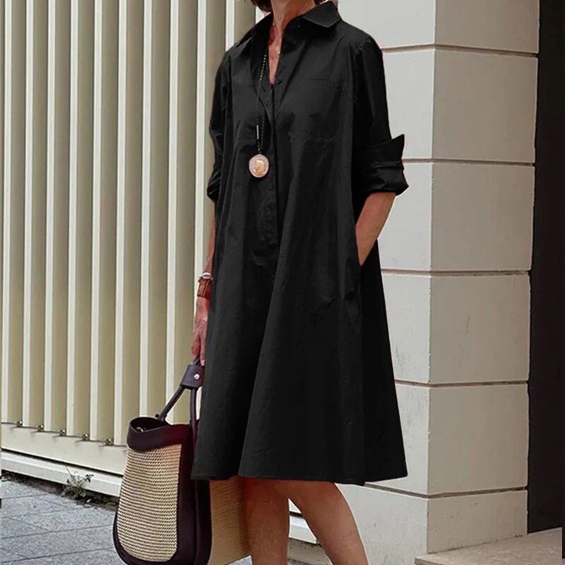 Sommerkleid Damen langarm mit Kragen