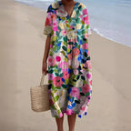 Sommerkleid Kurzarm mit Blumenprint