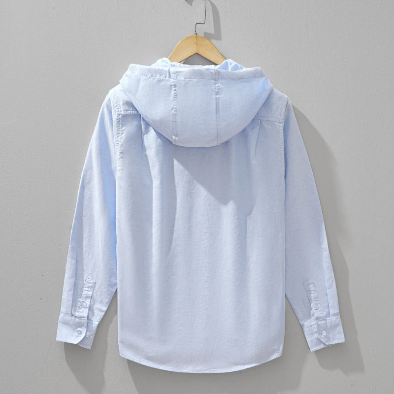 Linen Hoodie mit Kapuze und Reißverschluss