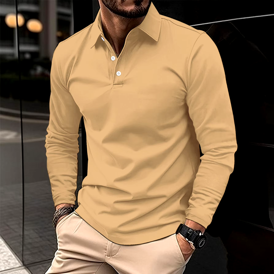 Poloshirt Herren langarm mit Knopfleiste – Ansicht 7