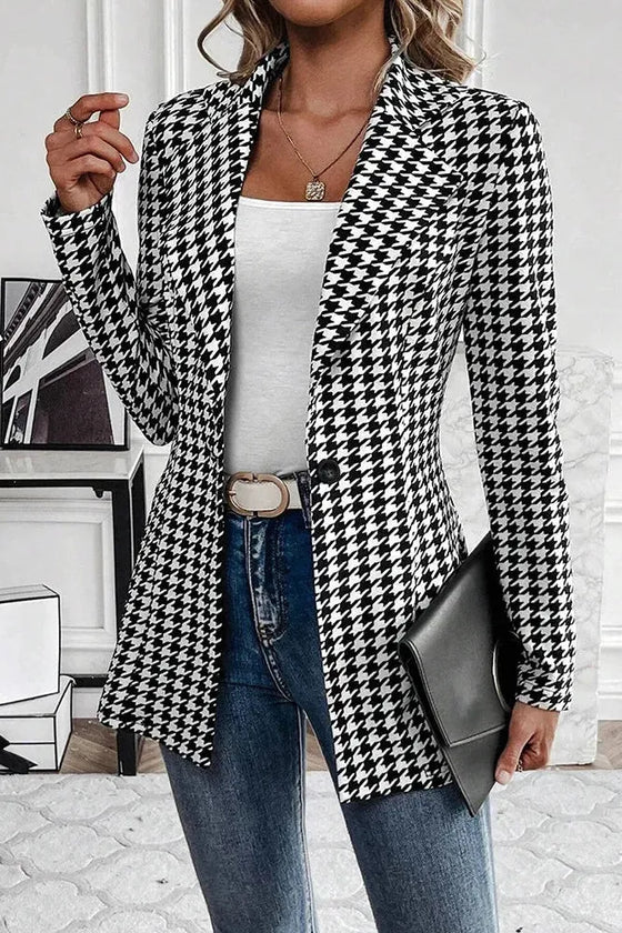 Blazer | Tailliert Karomuster Und Einreiher Design