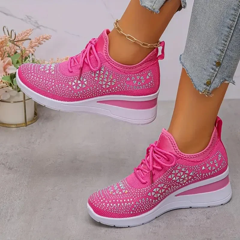 Orthopädische Damen Sneaker mit Strass Schnürung