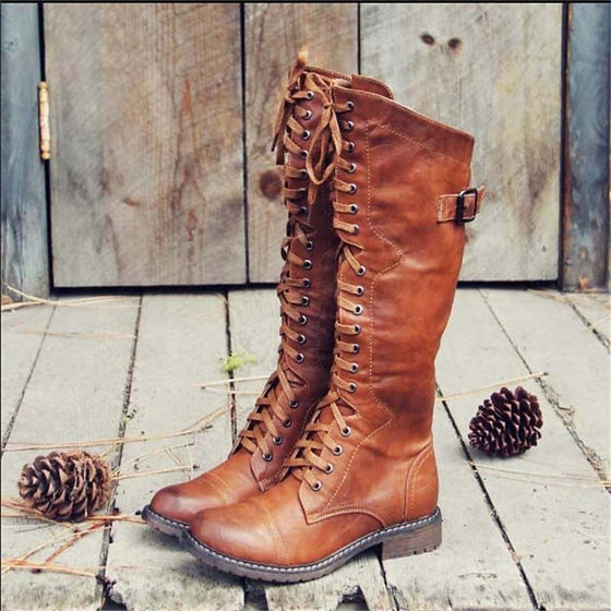 Schnürstiefel Kniehoch Damen