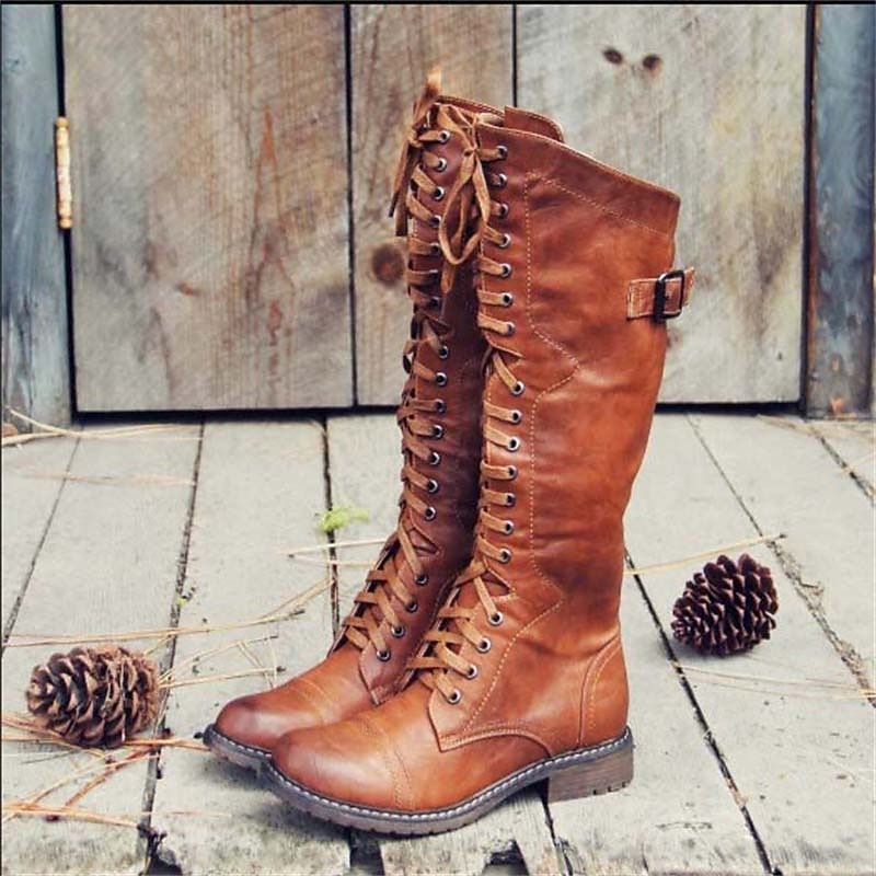 Schnürstiefel Kniehoch Damen