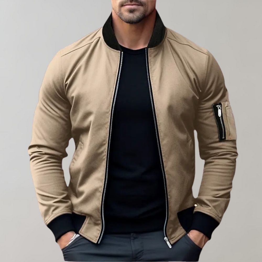 Bomberjacke Herren | Kurz mit Reißverschluss und Armtasche