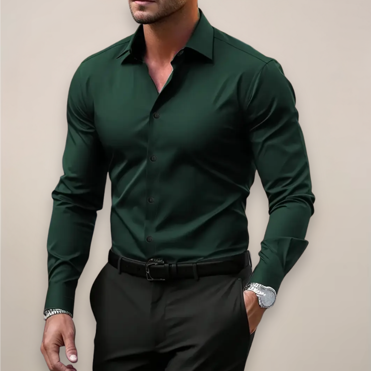 Stilvolles Hemd Herren schmale Passform langarm – Ansicht 3