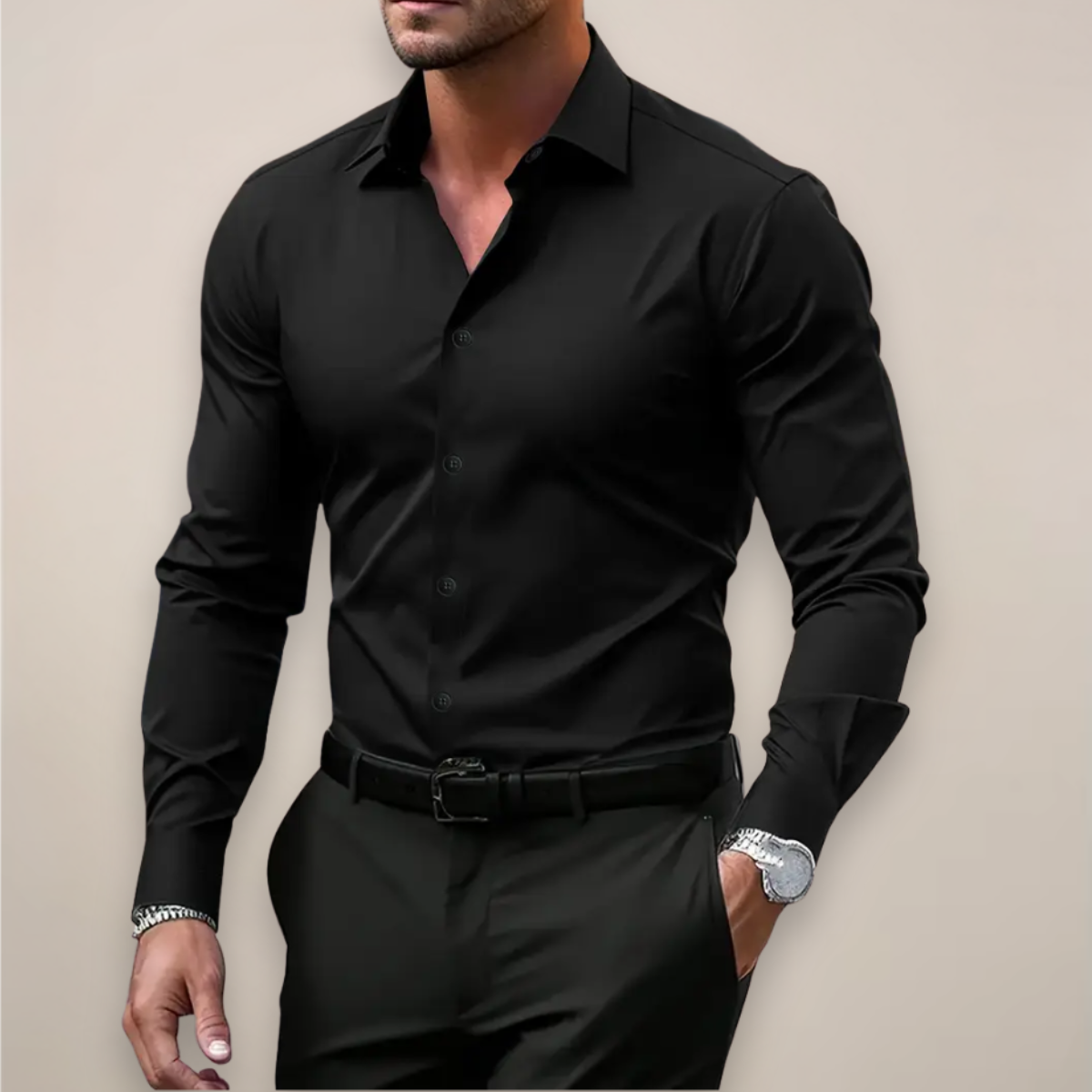 Stilvolles Hemd Herren schmale Passform langarm – Ansicht 6