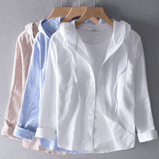 Bluse mit Kapuze Bequem Langarm