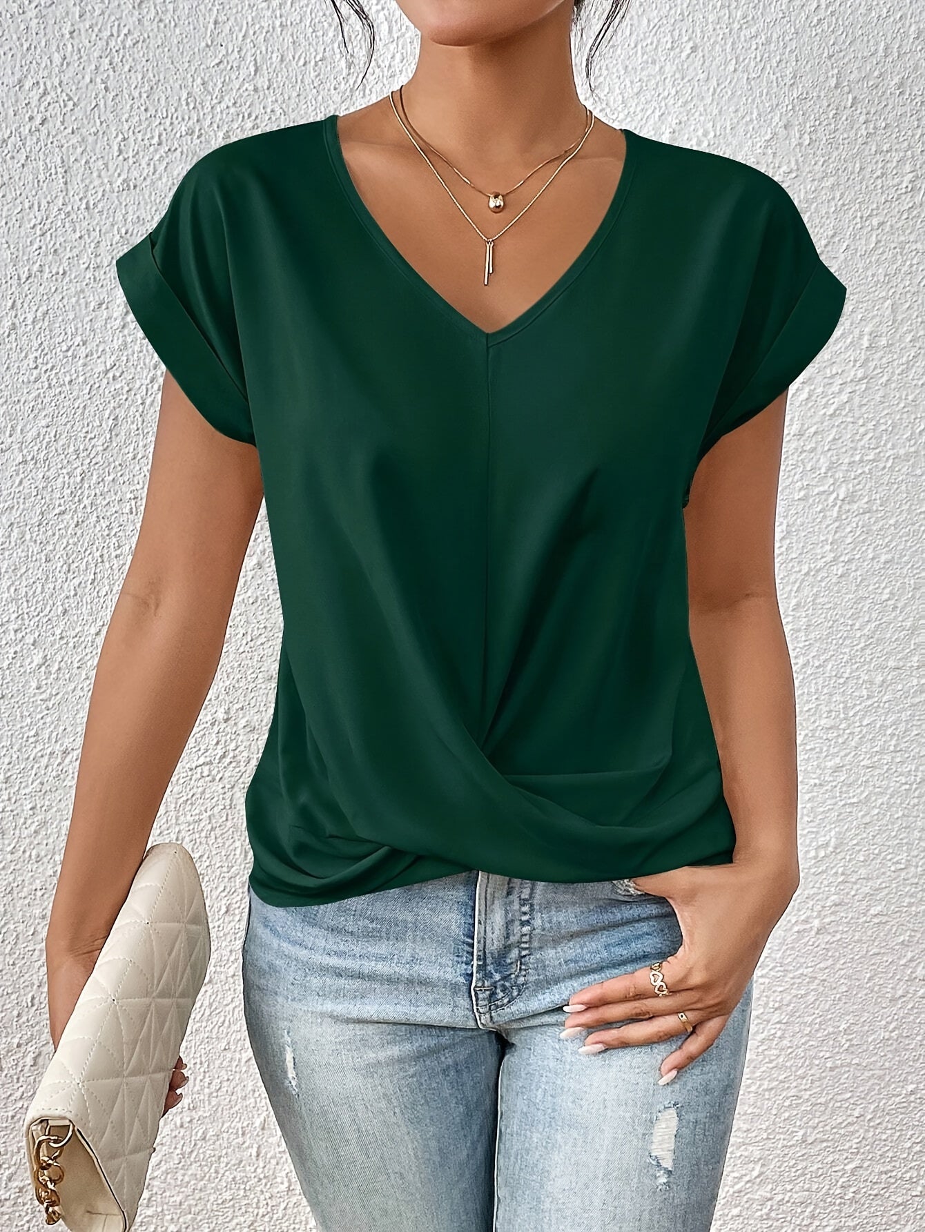 T-Shirt Damen mit V-Ausschnitt kurzarm