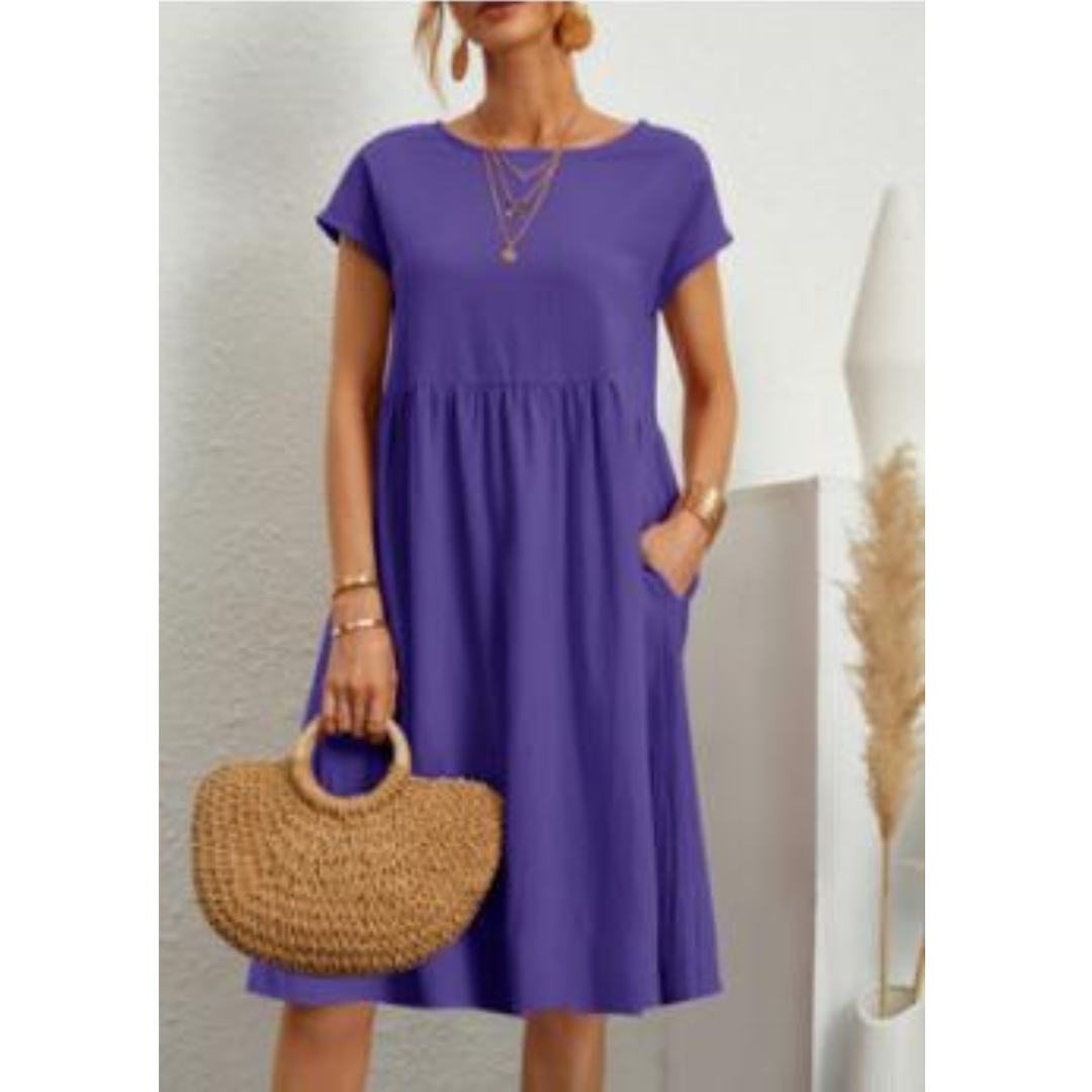 Sommerkleider Damen Kurzarm mit Taschen – Ansicht 11