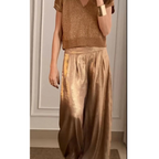 Damen Zweiteiler Set V-Ausschnitt weite Hose