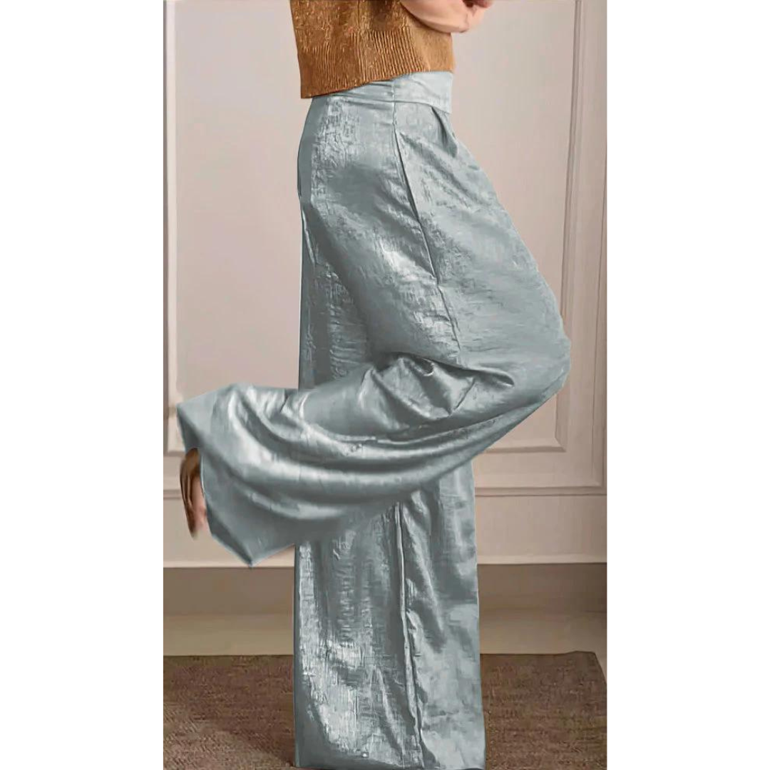 Damen Zweiteiler Set V-Ausschnitt weite Hose